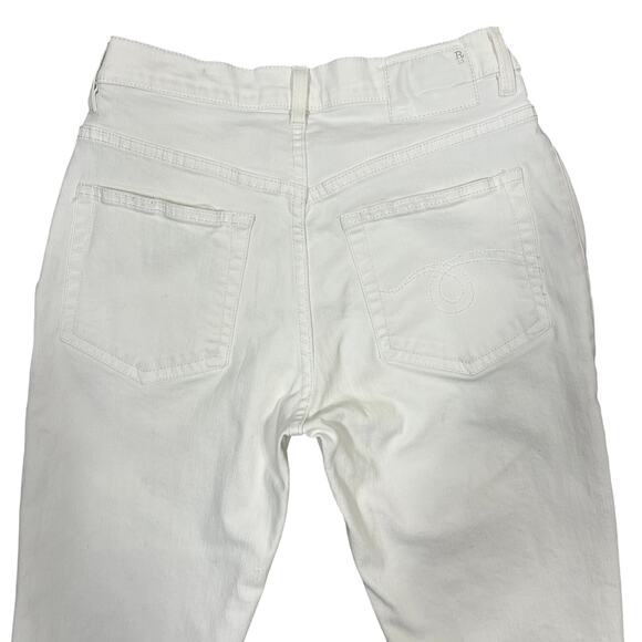 R13 X-Over Skinny Jeans Women 25" White Riot Stretch Denim Cross Waist Summer - Picture 10 of 16